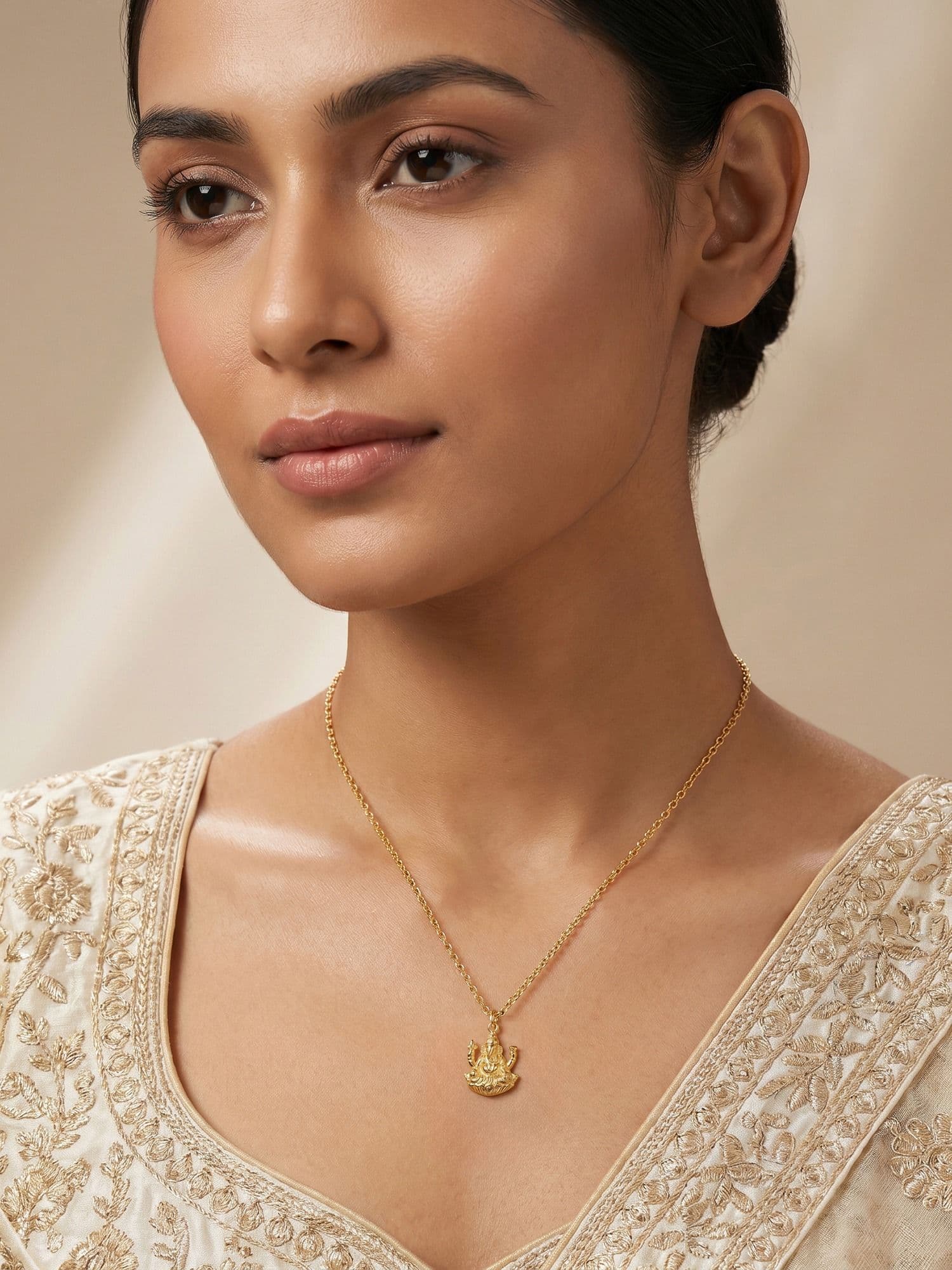 18K Goldplated Ganesha Pendant for Elegant Neckline