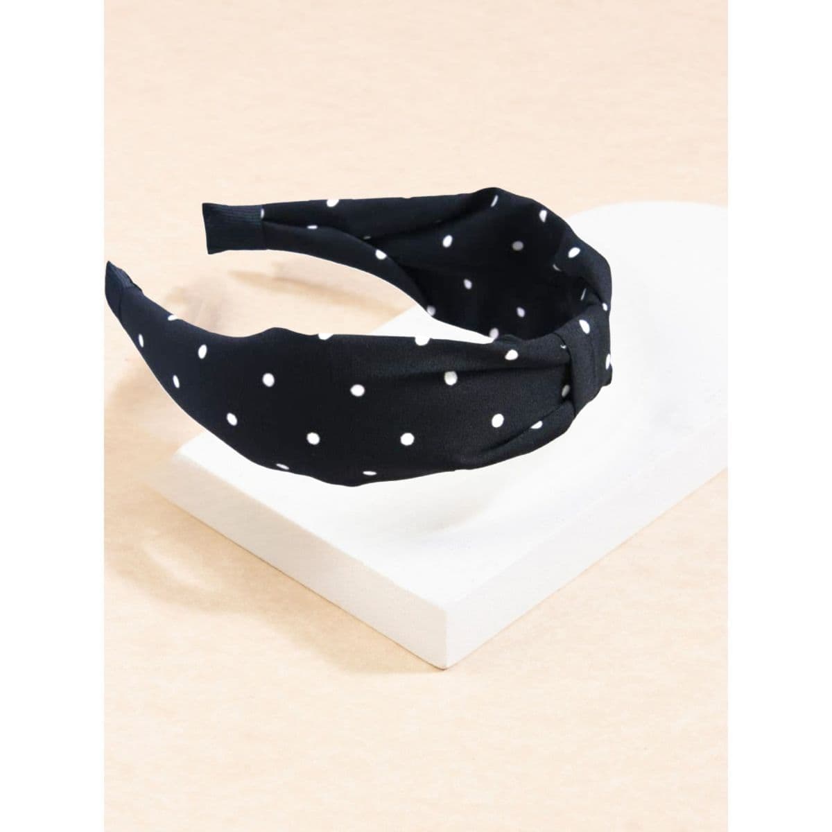 Black Polka Dots Print Knotted Fashion Hair Band