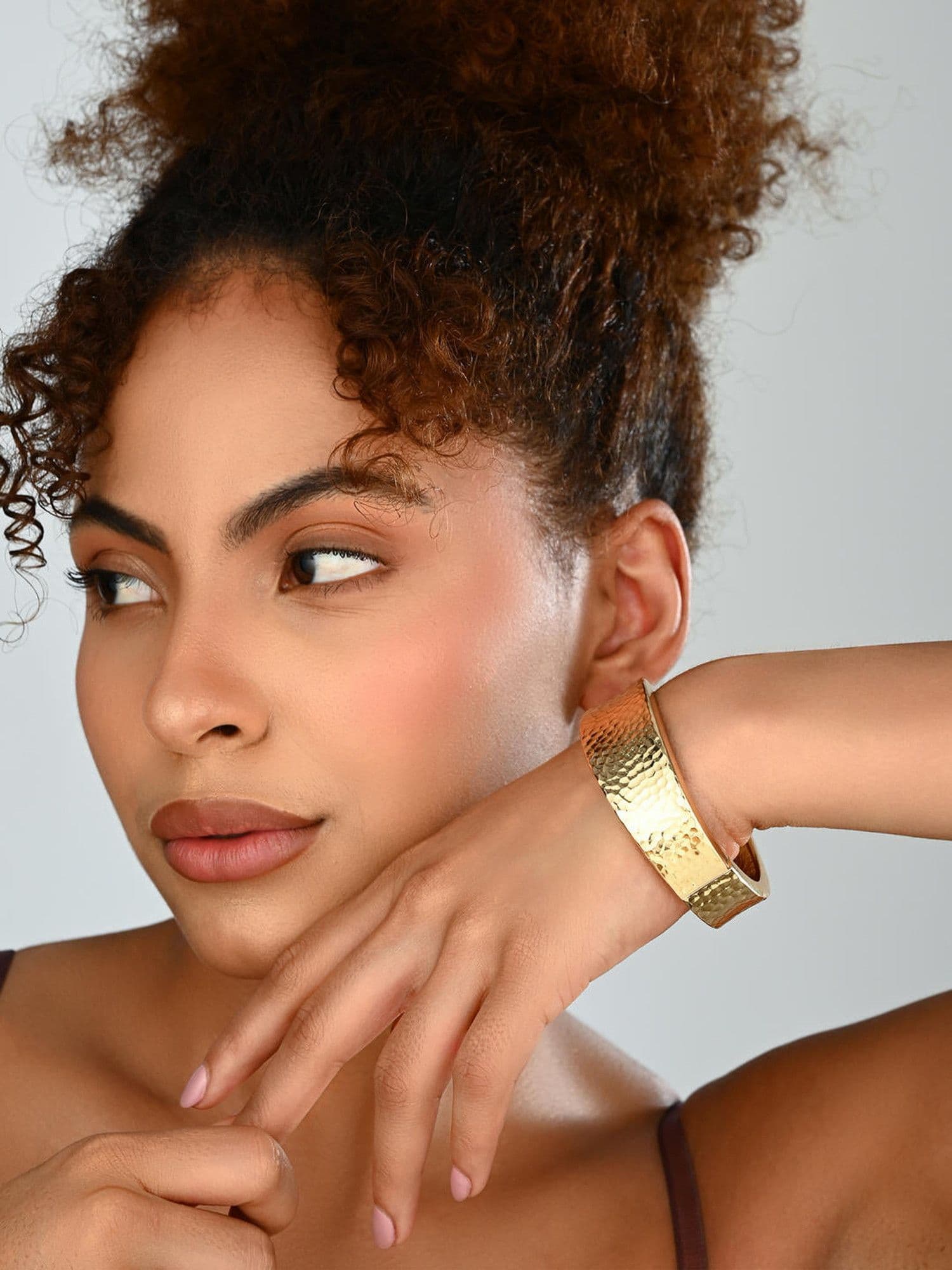 Elevate Your Style With Textured Gold Statement Bangle