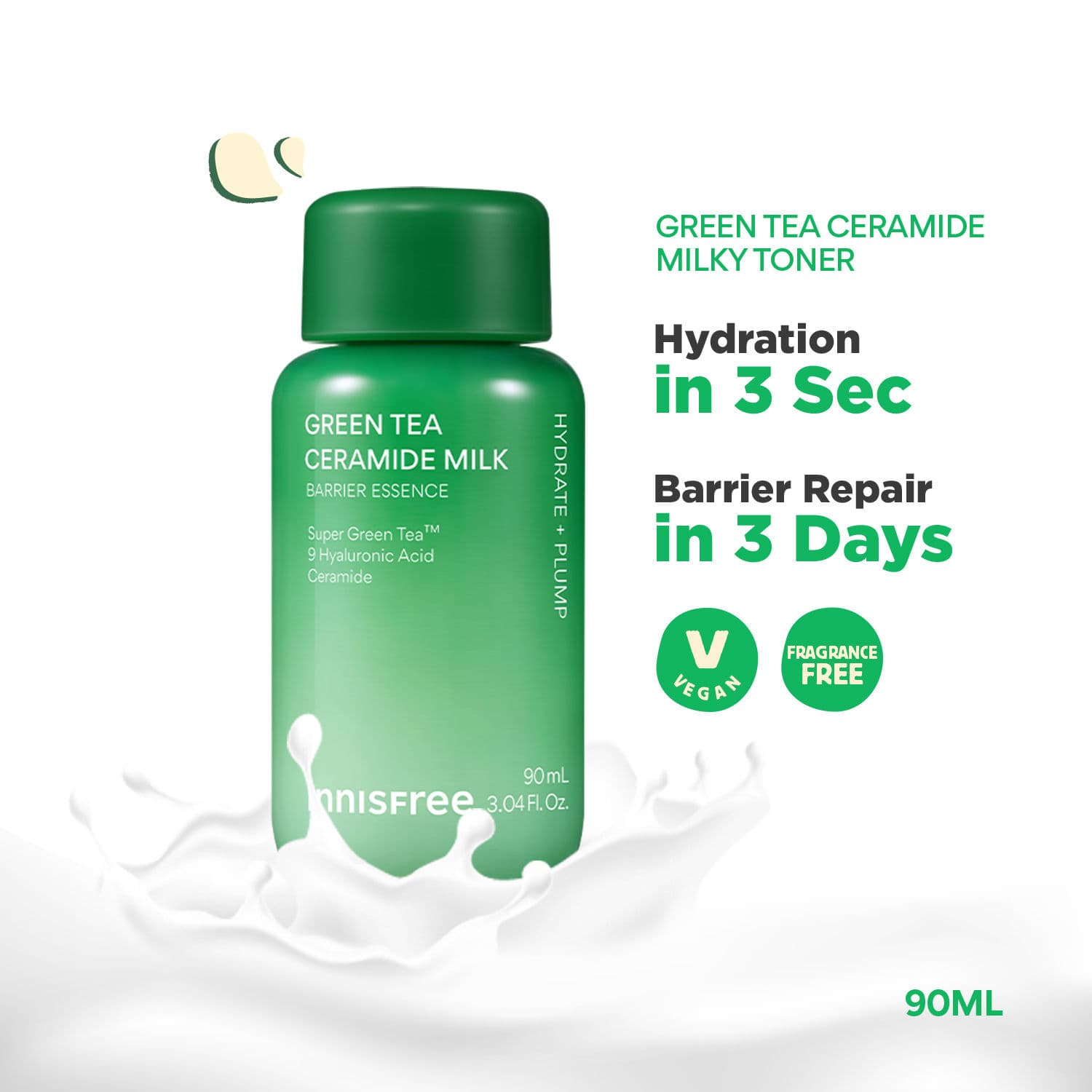Green Tea Ceramide Milky Toner For Instant Hydration